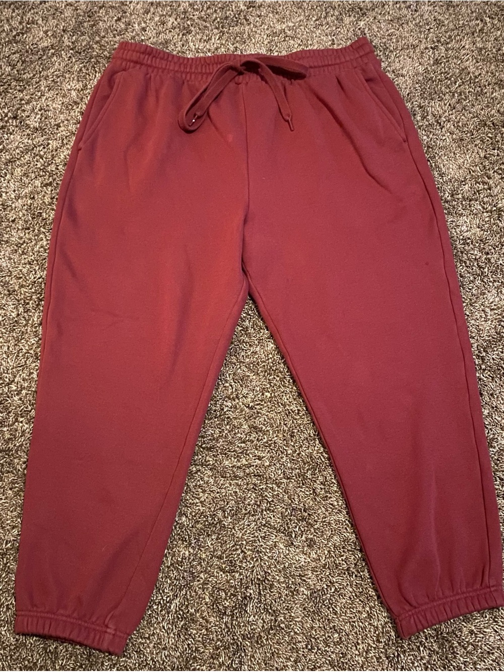 Fabletics Men’s XXL Burgundy Fleece Jogger Sweatpants Drawstring Pockets